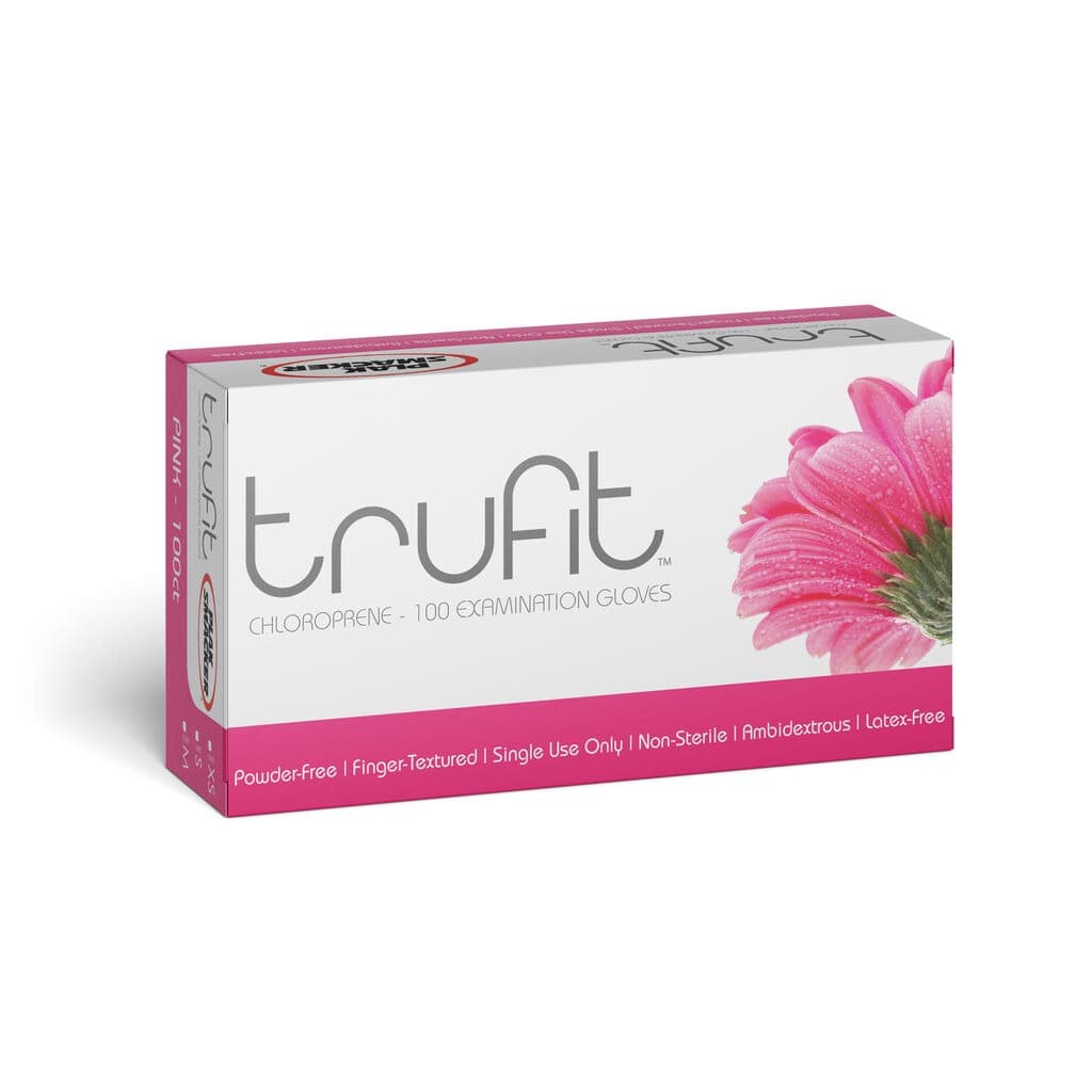 TruFit Nitrile Chloroprene Exam Pink Gloves