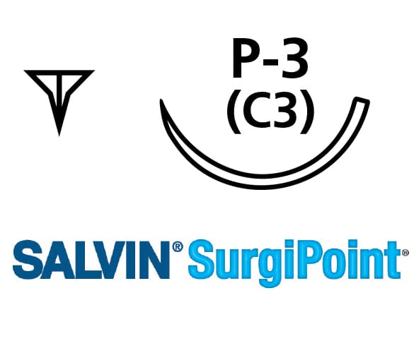 Salvin SurgiPoint 6-0 Nylon Monofilament - 18" (45cm) - P-3 (C3)Box of 12